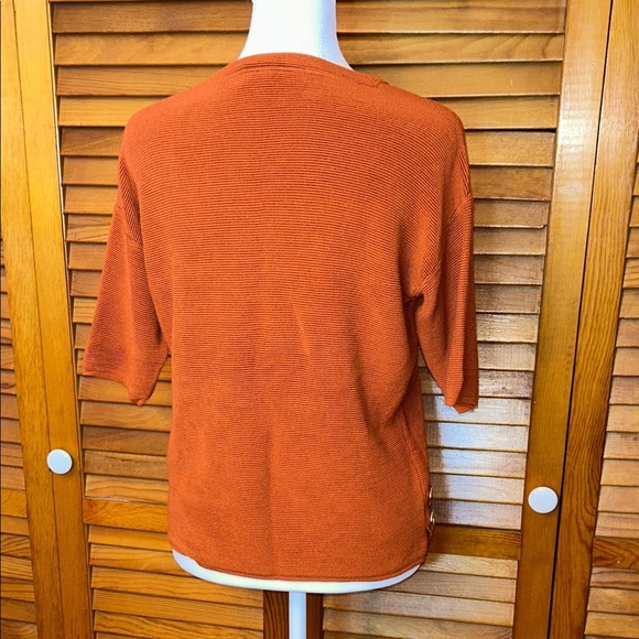 Rust Orange Knit Top with Side Buttons - Picture 7 of 8